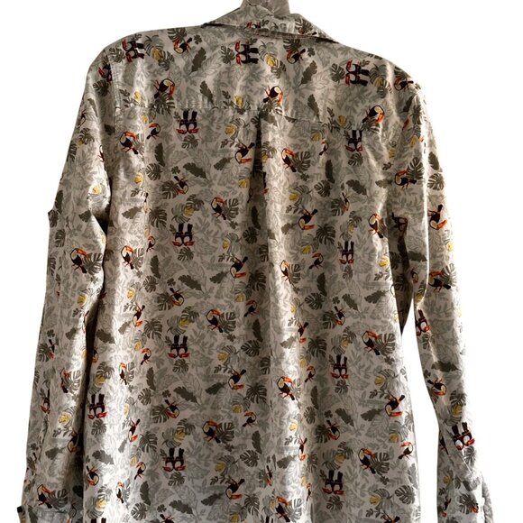 Croft & Barrow Size XL Tropical Toucan Cotton Print Button-Up Women Shirt - Picture 3 of 9